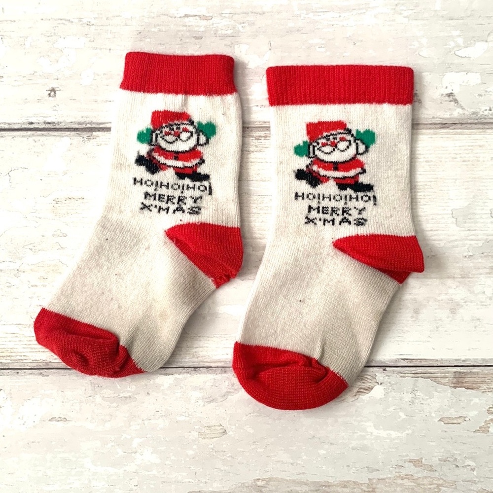 Kids Christmas Socks Toddler Size 2T 3T 4T Kids Red White Ho Ho Ho Holidays